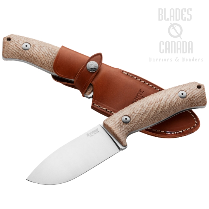Lion Steel M3 CVN Fixed Blade Knife, Niolox Satin, Micarta Natural, Cordura Sheath